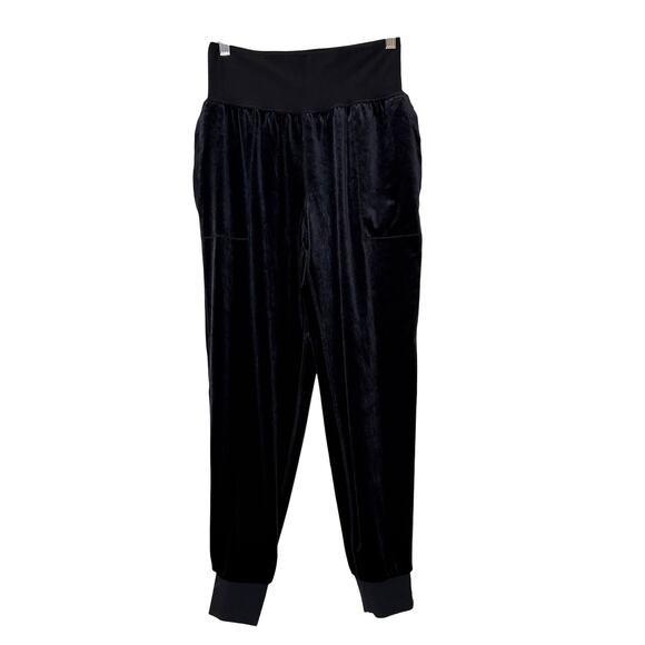 Athleta Womens Size S Pants Salutation Velvet Jogger Black Pockets Stretch - Picture 1 of 13